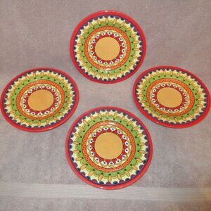 Pier 1 Grenada Plates Lunch Salad Desert 4X Lot Party Bohemian Colorful Hippie